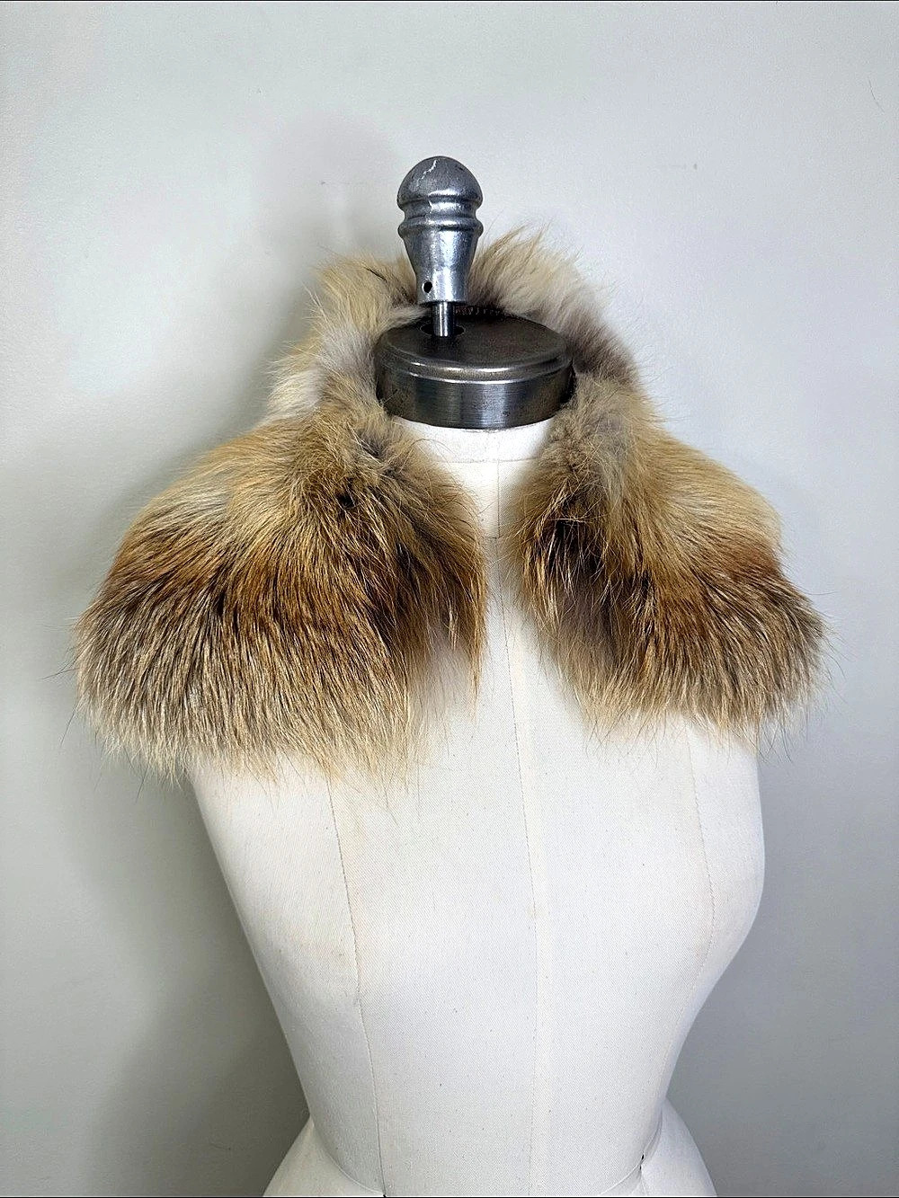 100% GENUINE FOX FUR COLLAR WITH BUTTON/LOOP SIZE MEDIUM